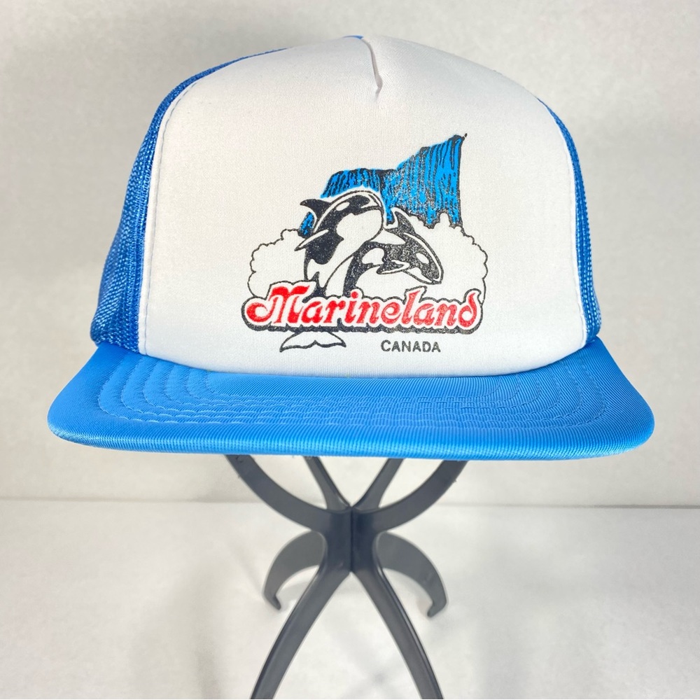 Vintage Marineland Canada Orca Whale Trucker SnapBack Adjustabl Hat Cap Like NEW